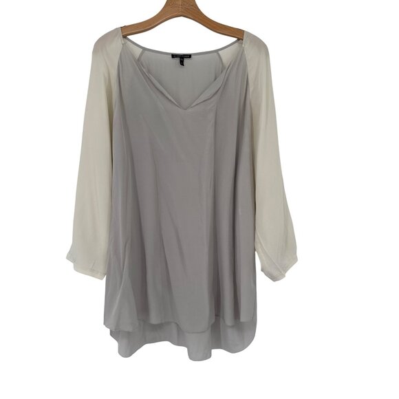 Eileen Fisher Two Tone Silk Blouse Soft Flowing Fit size XL womens top - Picture 1 of 3